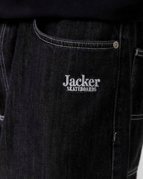 Jacker - Logo Denim Baggy Shorts - Black