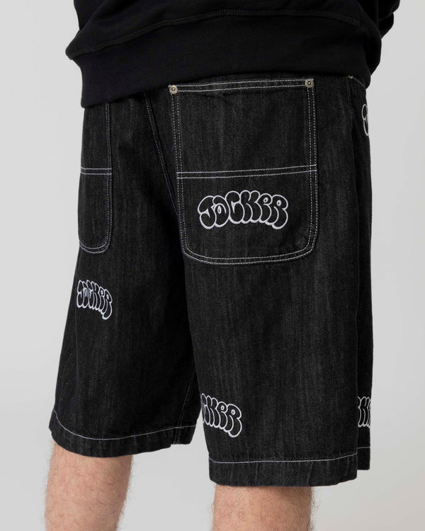 Jacker -Throw Up Denim Baggy Short - Black